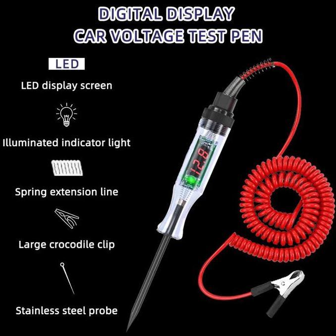 2Shopgani - Digital Testpen Listrik  Tespen Digital Dc Tester Testpen Kelistrikan Listrik Mobil Moto