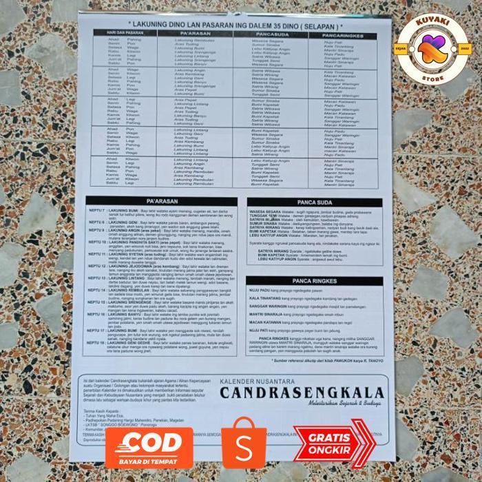 KUYAKI KALENDER JAWA  2026 CANDRASENGKALA KALENDER KEJAWEN TANGGALAN JOWO SALE