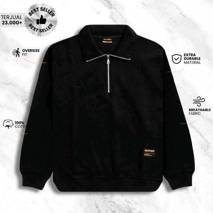 BEST SELLER GUTEN INC - SWEATER RUGBY JAKET PRIA CREWNECK HITAM