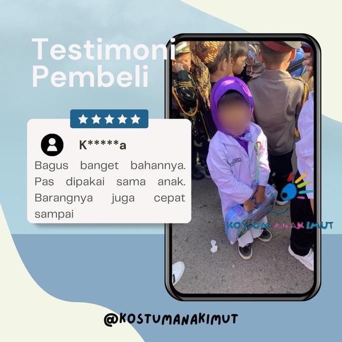 DISKON [KOSTUMANAKIMUT] BAJU KOSTUM DOKTER ANAK-BAJU DOKTER ANAK-JAS DOKTER ANAK LENGKAP STETOSKOP A