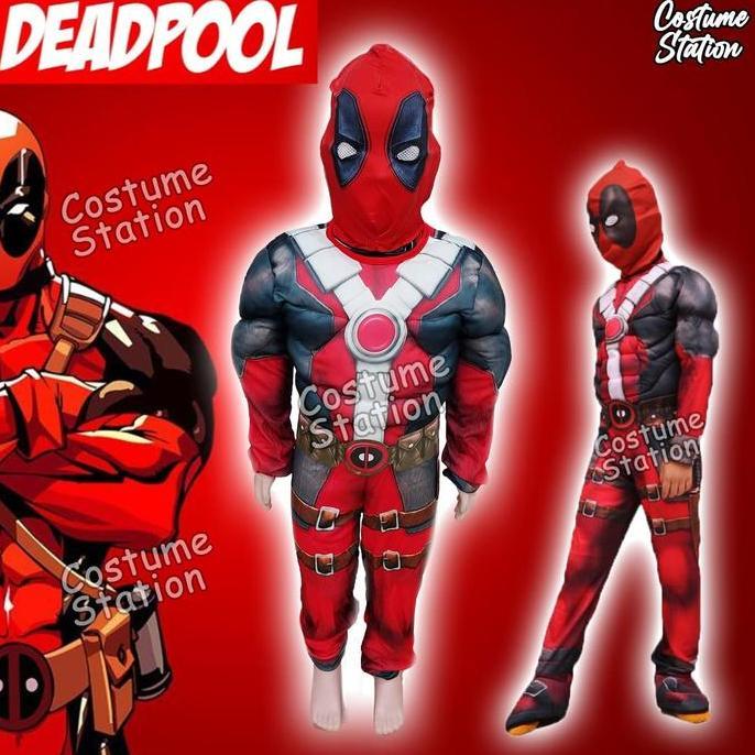 Kostum Superhero Deadpool, Costume Dead Pool Anak Laki