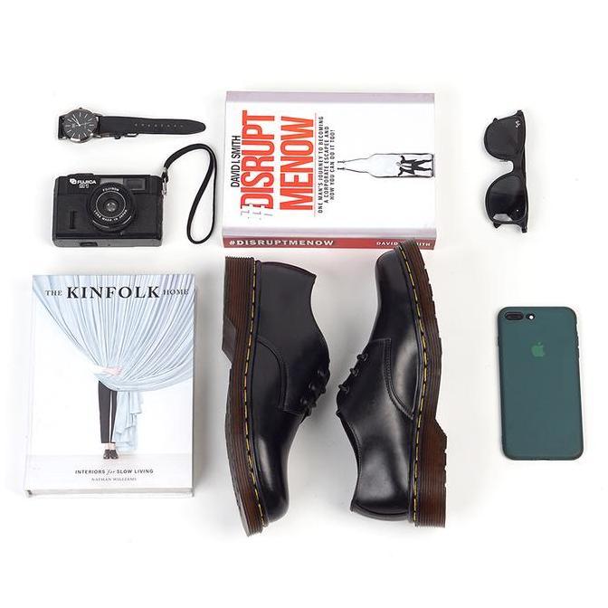 KALMAR BLACK (KULIT ASLI) |ManNeedMe x Greata| Sepatu Pantofel Pria Vintage Derby Shoes ORI