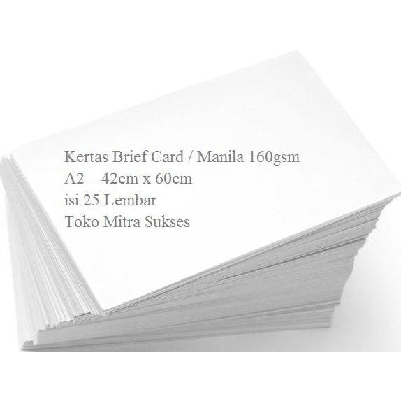 Kertas Brief Card - Bc - Kertas Manila 160Gram A2 Isi 25 Lembar