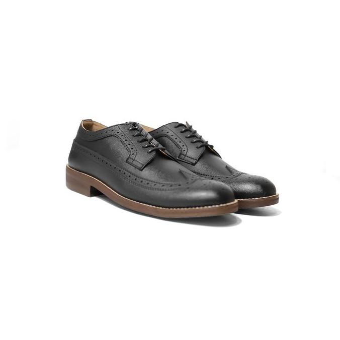 Sanada Longwing Black dan Dark Brown - Brygan Craftmanship Sepatu Kerja Kantor Formal Pantofel Shoes