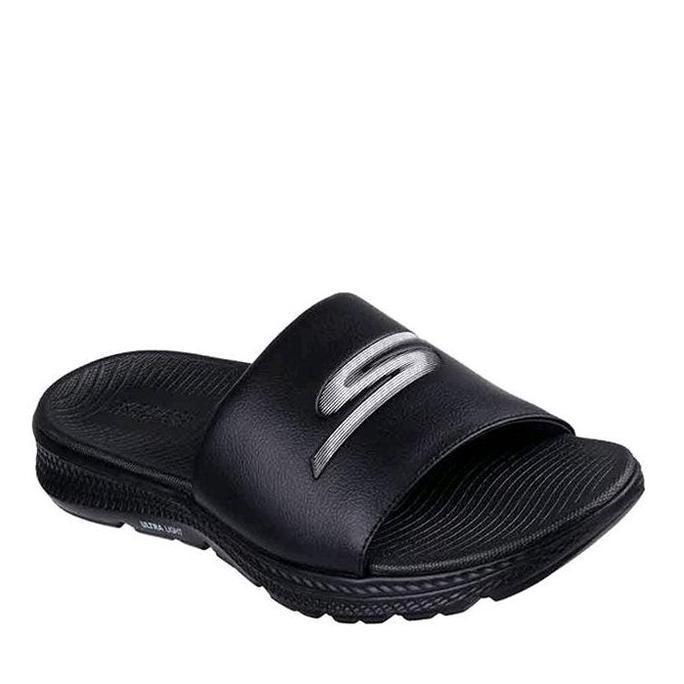 Skechers Go Consistent Sandal 2.0 Pria Sendal Jepit Hitam dengan Logo Silver di Sisi - Wanita