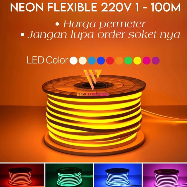 hot sale lampu led neon flex 220v meteran strip flexible soket dekorasi kamar hias rumah plafon deta