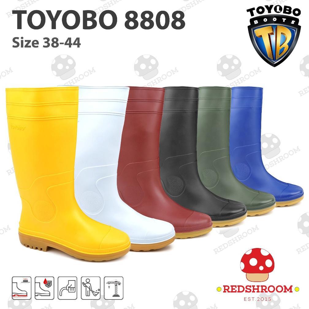 Sepatu Boot Tinggi TOYOBO 8808 Putih Maroon Kuning Hijau Biru Hitam Karet Lokal Lentur Anti Slip Air