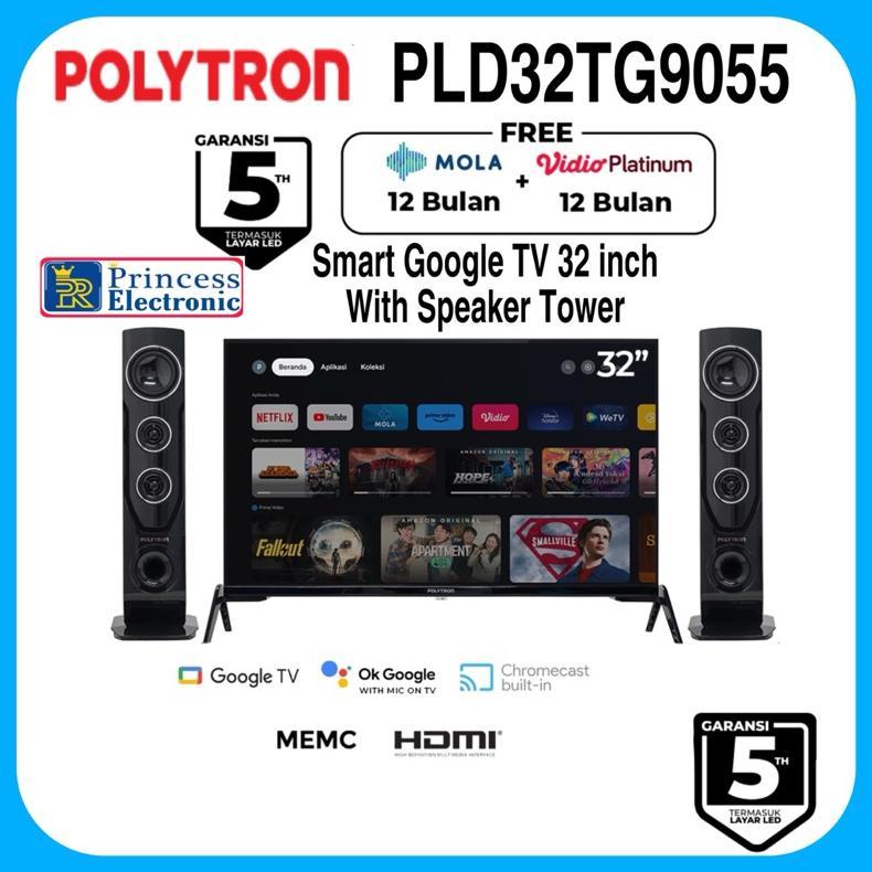 Polytron Smart Google TV 32 Inch Plus Speaker Tower