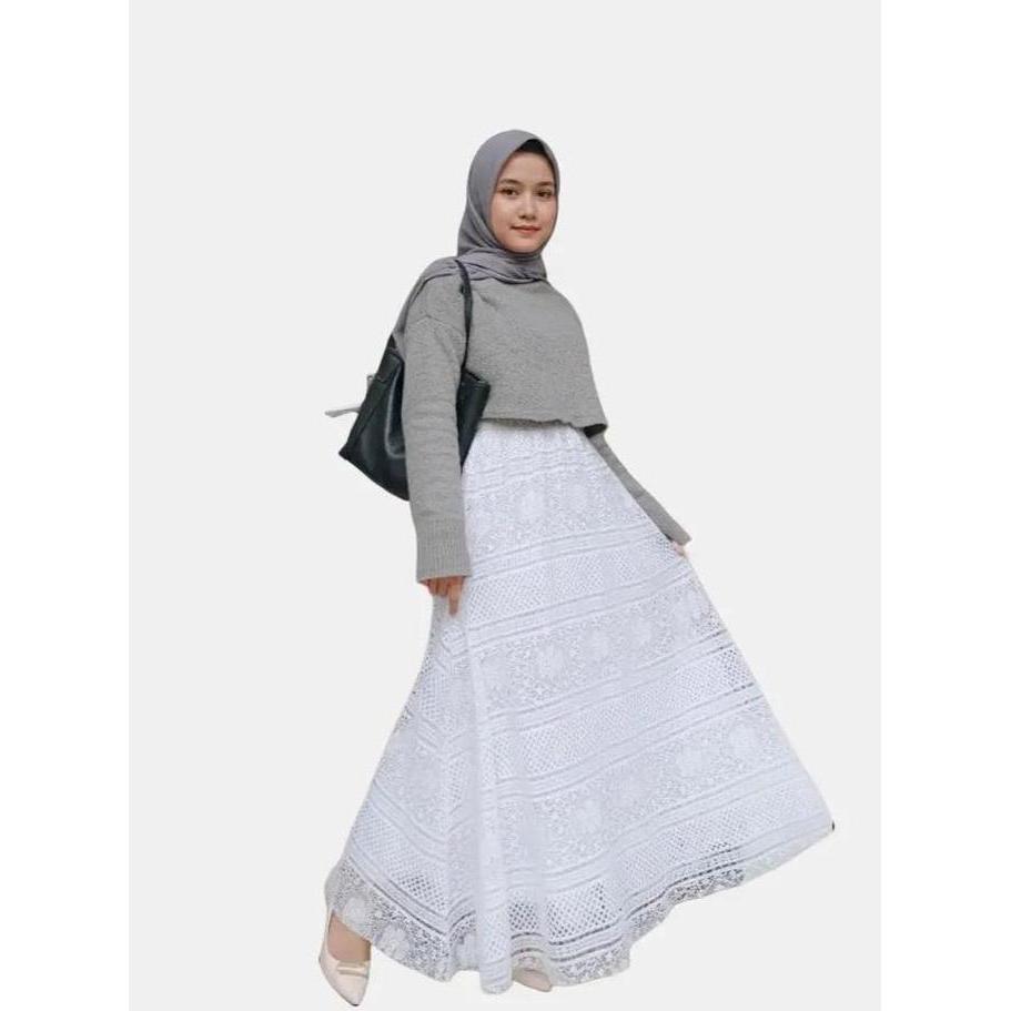 FREE ONGKIR MALIKA SKIRT - ROK TUTU BRUKAT MAYUNG PANJANG MUSLIM ELEGAN NYAMAN - BAWAHAN WANITA DEWA