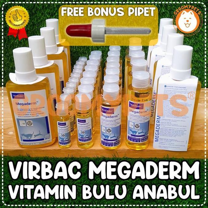 virbac megaderm - vitamin bulu kucing dan anjing - megaderm