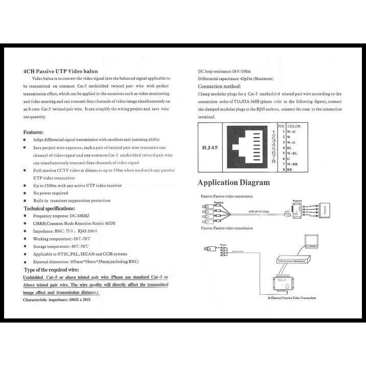 TERMURAH VIDEO BALUN 4 CHANNEL - VIDEO BALUN 4 CH - UTP TRANSCEIVER 