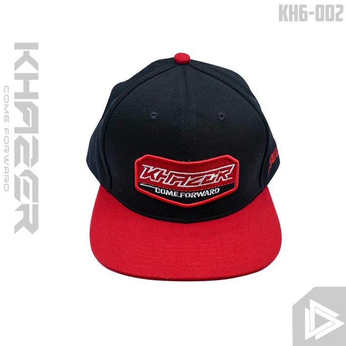[KHAZER] ( Gratis stiker, dan tas totebag ) Topi Snapback Racing Red Black Full Bordir Uni - Rafel D