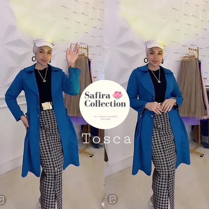 Monza Long Blazer | Bahan Suede Jaket Panjang Wanita Oversize Lembut Zipper