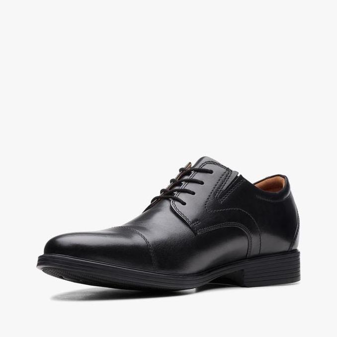 CLARKS Whiddon Cap- Black Leather Original Sepatu Pantofel Pria