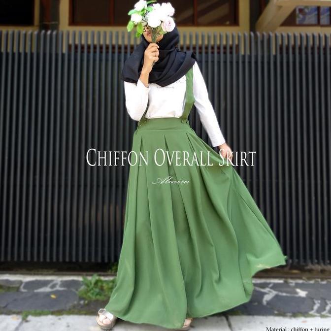 Rok Overall  Panjang   Wanita  Muslim  Baju Kodok Overal Dewasa Polos Muslimah Sifon Chiffon Griyara