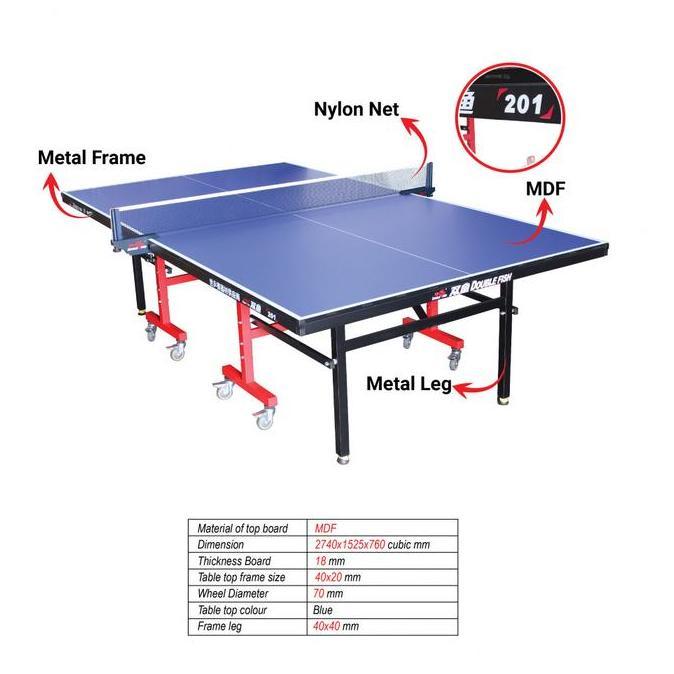 Tenis Meja Pingpong Double Fish 201 Import Table Tennis