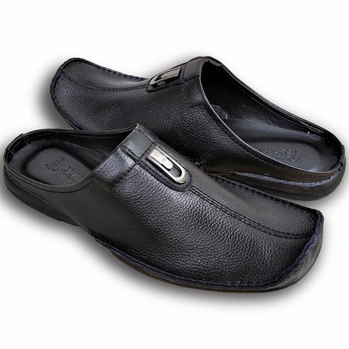 Sepatu sendal bustong pria bahan kulit model ring depan Karet Shoes