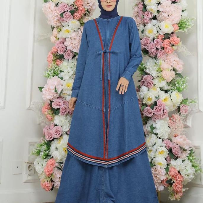 Gamis Corla Jins Rompi Kancing Muslim Silk Wanita Dress Baju Crinkle Dewasa Airflow Panjang - Kuning