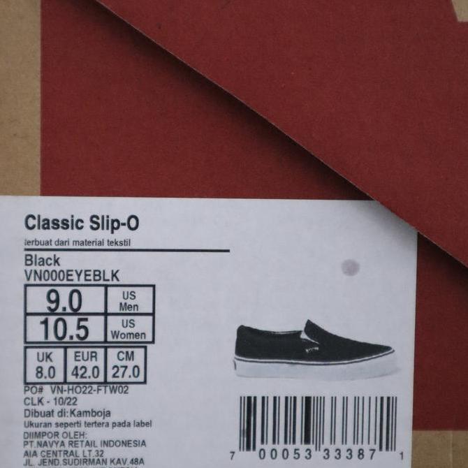 Vans slip on black white (Resmi PT NAVYA)