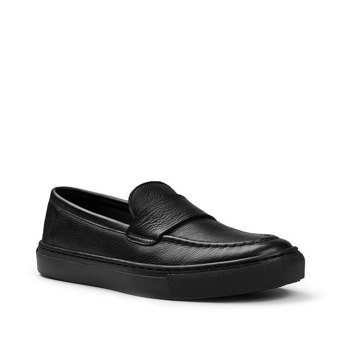 Prabu - Samudra Black Sepatu Slip On Sneakers Kulit Pria Hitam