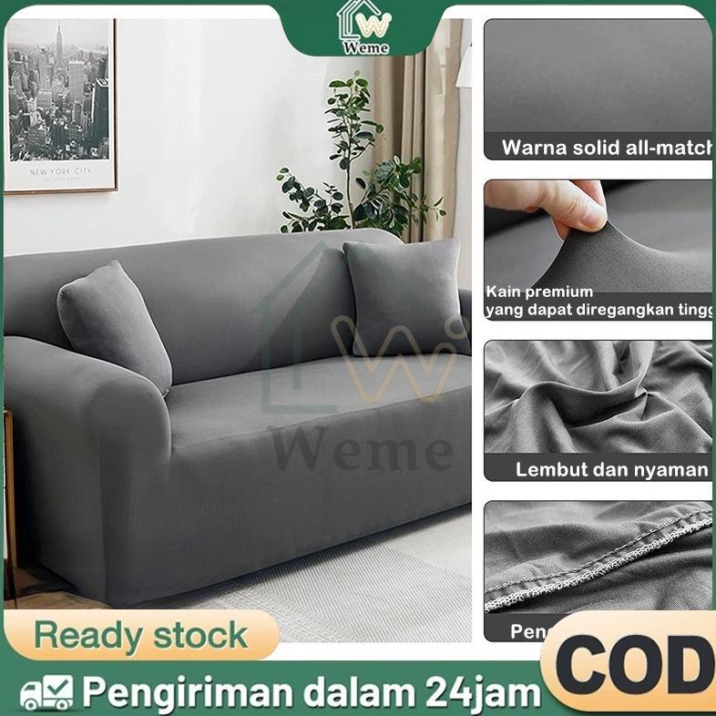 Weme Sarung Sofa Elastis 1 2 3 Seater dan L Shape | Sarung Sofa Stretch Anti Selip Pelindung Sofa Mo