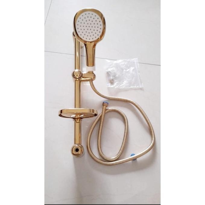 Paket Shower Tiang Stainless Gold / Shower Besar Tekanan Air Kencang - tanpa kran
