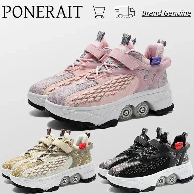 Terlaris Roller Skate Shoes,Double-Row Dual-Use Deformation Four Wheels Roller Skate Shoe Outdoor Ca