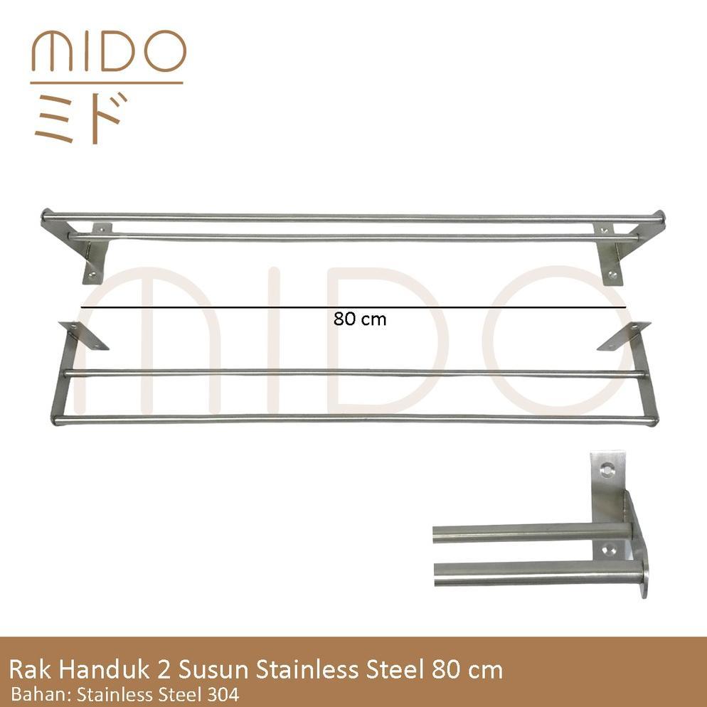 Gantungan Handuk Stainless 2 Baris / Rak Handuk Stainless 80Cm