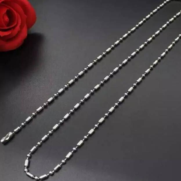 Paket Hemat` Kalung Rantai Mci / Kalung Titanium Biji Bambu 75Cm [Grosir & Ecer]