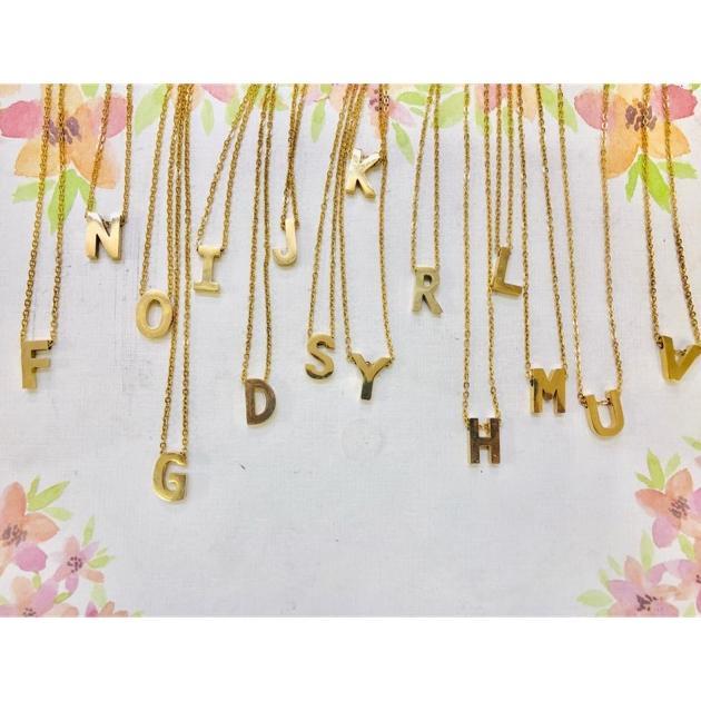 Premium` Kalung Nagita Titanium Huruf A-Z Anti Luntur