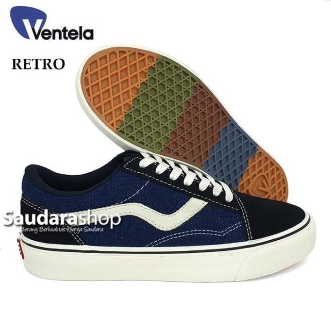 Sepatu Ventela Retro 77 Black blue Denim / Ventela Black Blue Denim LC