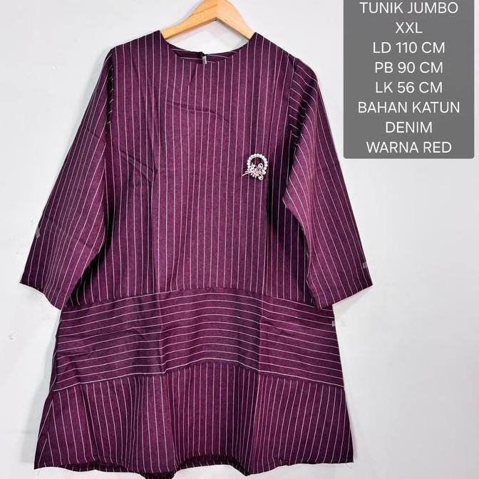 Tunik Jumbo Ld 110 Cm Motif Garis Kekinian