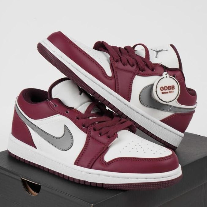 Air Jordan 1 Low White Bordeaux Red Authentic
