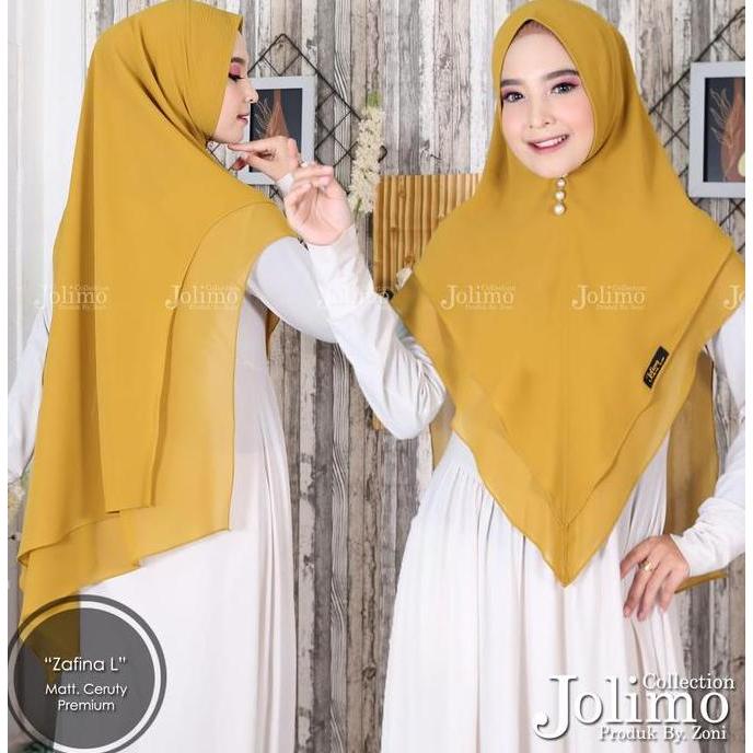 Khimar Ceruty Zafina L Premium | Hijab Instan Ceruty | Jilbab Instan 2 Layer | Kerudung