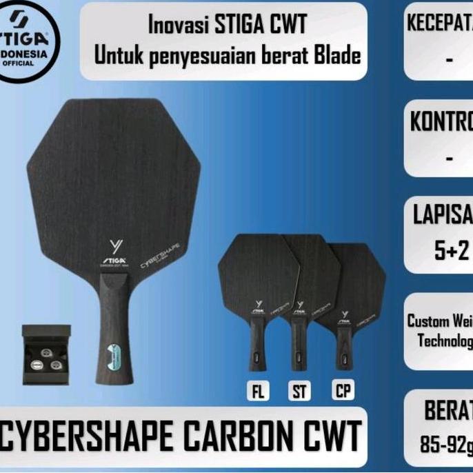 KAYU BAT PINGPONG TENIS MEJA STIGA CYBERSHAPE CARBON CWT ITTF JTTA