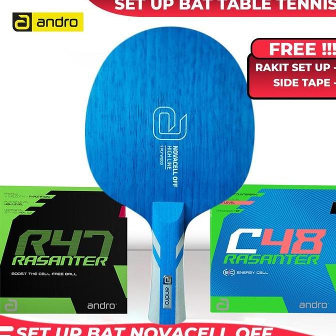 Paket Bat Pingpong Rakitan Andro Novll OFF Andro Rasanter R47 C48