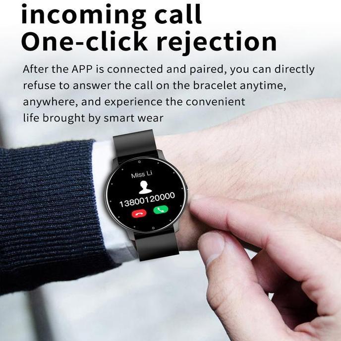 Wrble- Lige Jam Tangan Pintar Pria Layar Bulat Hd Sentuh Penuh Panggilan Bluetooth Gelang Olahraga K