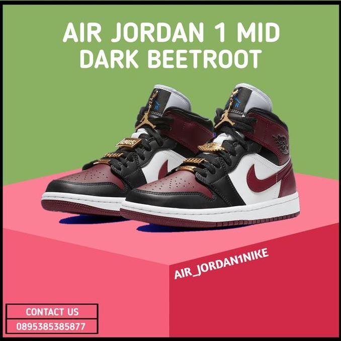 Air Jordan 1 Mid "Fearless Black Red" 100% Authentic