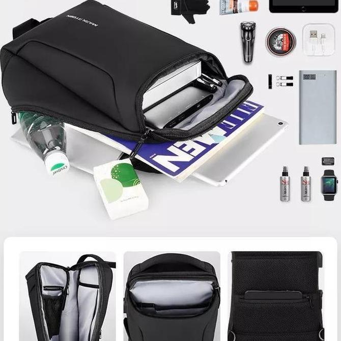 Mark Ryden Tas Selempang Pria Crossbody Waist Sling Bag USB  MR7069