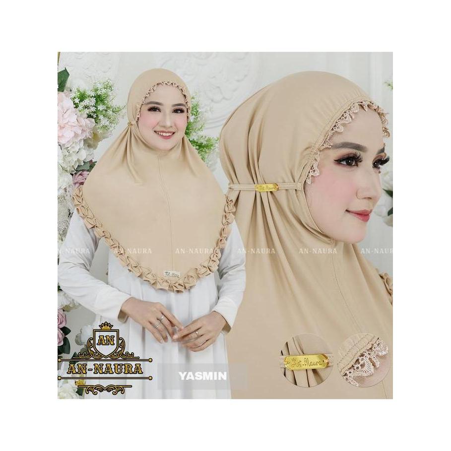 Newrilis- Bergo Kerut Renda Yasmin Terbaru - Jilbab Jersey Kerut Viral - Kerudung Jersey Renda Kerut