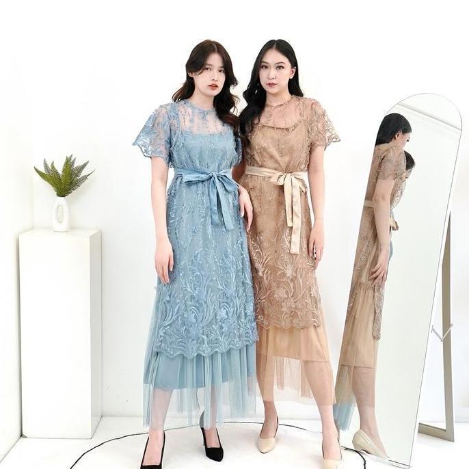 Xyxy- Nadeliene Dress Natalia Premium Kondangan Party Gaun Formal Mewah Casual Wanita Hitam Remaja P