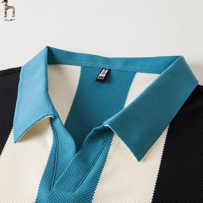 Argipratamashop - Olet Polo Shirt Pria Kaos Polo Garis Kemeja Polo Bergaris Vertikal Premium Dengan 