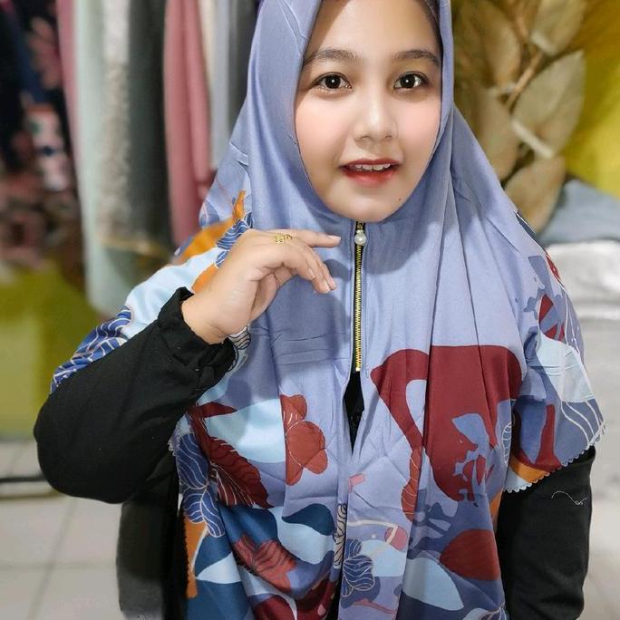 Newrilis- Ziper Jumbo Motif/Segi4 Syari Motif Resleting/Hijab Segi 4 Jilbab Instan Square Mewah