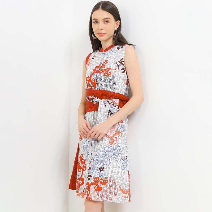 Promo  Rianty Batik Premium Wanita Dress Furing Putih Hitam Meiyin Zhaen