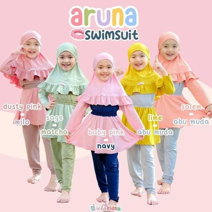 Baju Renang Anak Aruna Set Hijab Swimset Muslimah