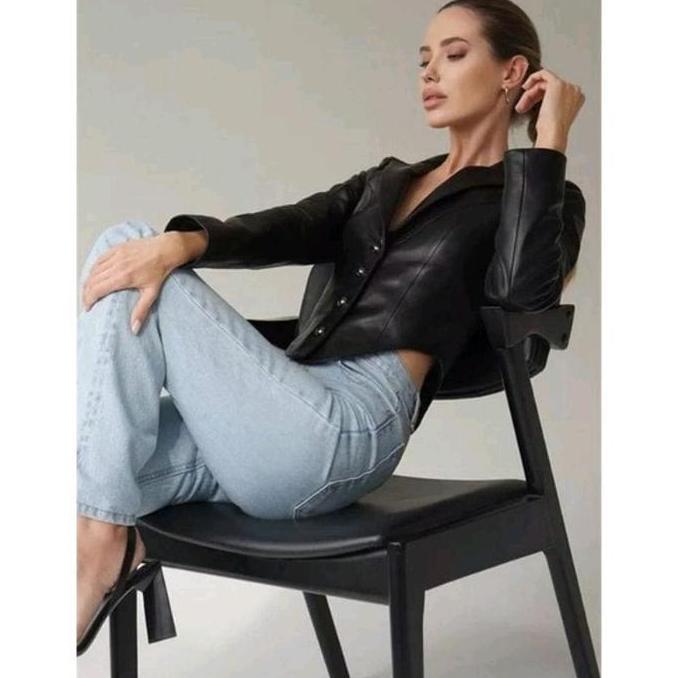 Unik Jaket Kulit Wanita Crop V Korean Hijab Top Leather Outfit Mafia Mamba Konser Mall Motoran Terba