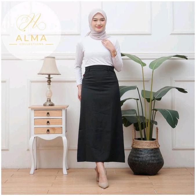 Bergaransi Rok Kantor A Line Hitam Premium