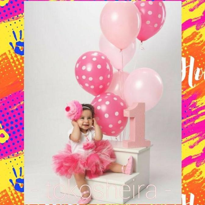 Thebest- Balon Pink Ungu Putih 12Inch Balon Latex Polos Doff Putih Ungu Pink