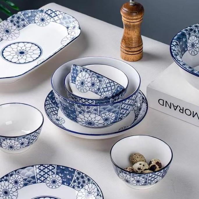 Thebest- Piring Keramik Jepang Motif Blue Dream