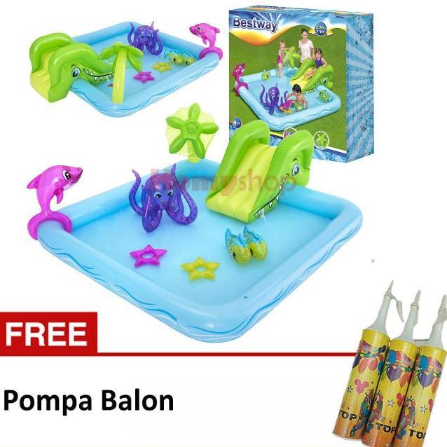 Kolam Renang Anak Bestwaay 53052 / Kolam Kotak Besar Free Pompa Balon